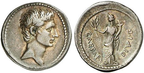 denarius of Octavian (Son of the Divine) heralds the start of the "Pax Romana" c.29 BC. Pax ...