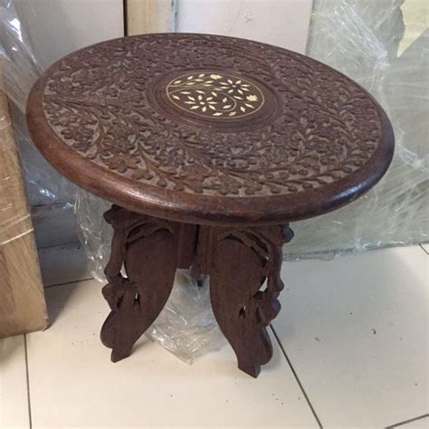 Wooden Table with Intricate Carvings, Furniture & Home Living ...