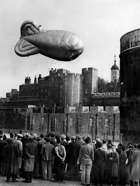 Battle of Britain: British barrage balloons, London (b/w photo ...