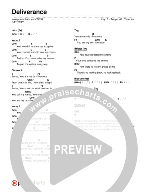 Deliverance Chords PDF (GATEWAY) - PraiseCharts