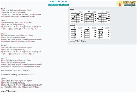 Hợp âm: Five Little Ducks - cảm âm, tab guitar, ukulele - lời bài hát | chords.vip