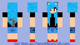 Red and Blue Cat Girl Minecraft Skin