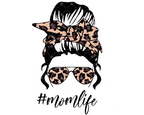 Leopard Mom's Life svg Leopard Glasses png Messy Bun Mom | Etsy