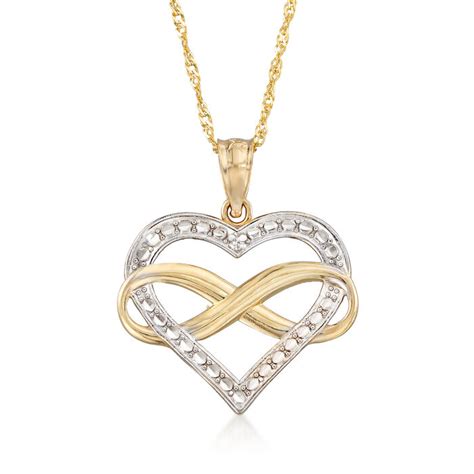 14kt Two-Tone Gold Diamond-Cut Infinity Heart Pendant Necklace | Ross ...