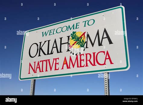 A welcome sign at the Texas/Oklahoma border: "Welcome to Oklahoma ...