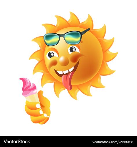 Sun smile or summer cartoon emoticon and emoji Vector Image