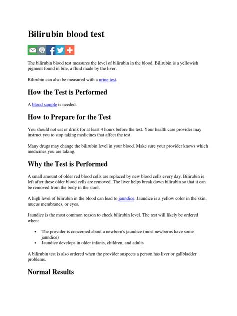 Bilirubin Blood Test | PDF | Exocrine System | Digestive System