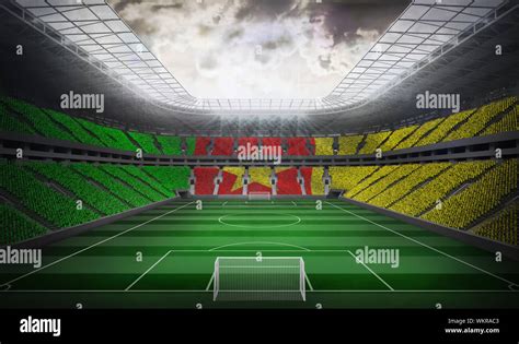 Digitally generated cameroon national flag against football stadium ...