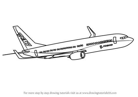 How to Draw a Boeing 737 (Airplanes) Step by Step | DrawingTutorials101.com