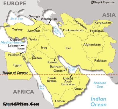 Middle East Time Zone Map -Worldatlas.com