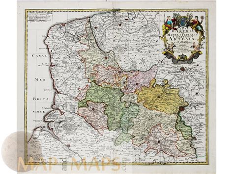 Carte d'Artois Old map of Artois France Homann 1740 | Mapandmaps