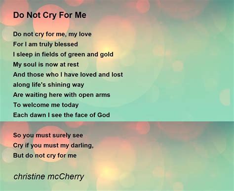 Don T Cry For Me Poem Words | Sitedoct.org