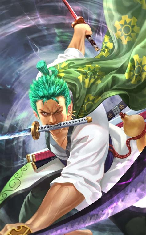 Download Zoro Wano Biting Sword Wallpaper | Wallpapers.com