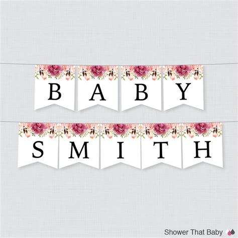 Printable Baby Shower Banner Pink Flower Shower Decor - Etsy