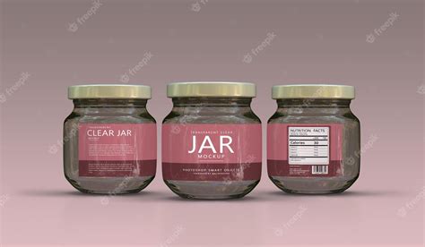 Premium PSD | Clear glass jam jar full label mockup