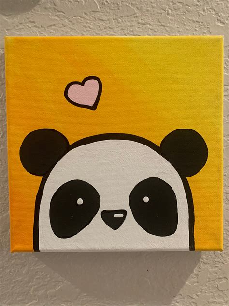 Cute Acrylic Panda Painting on Canvas - Etsy