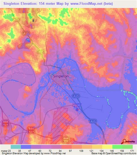 Elevation of Singleton,Australia Elevation Map, Topography, Contour