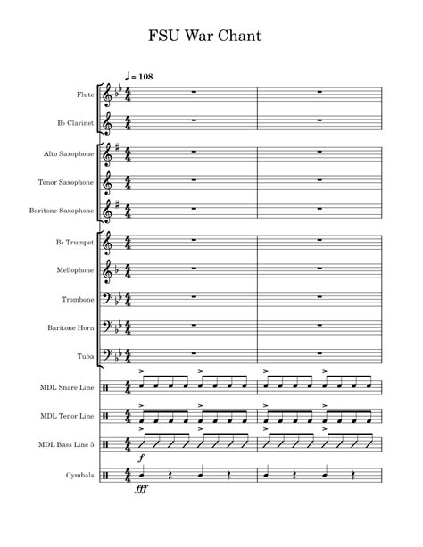 Fsu war chant – Misc Traditional FSU War Chant Sheet music for Trombone, Tuba, Mellophone, Flute ...