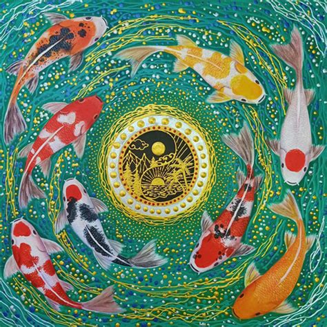 Koi Fish Japanese Art - Original Koi Painting For Sale