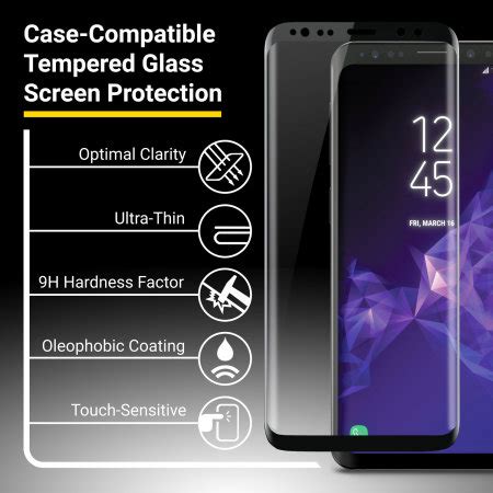 Olixar Galaxy S9 Plus Full Cover Glass Screen Protector - Black