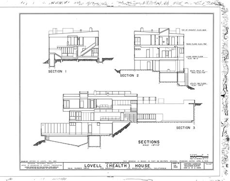 Richard Neutra ~ Lovell Health House ~ Sections ~ Los Angeles, California, USA ~ 1927-1929 ...