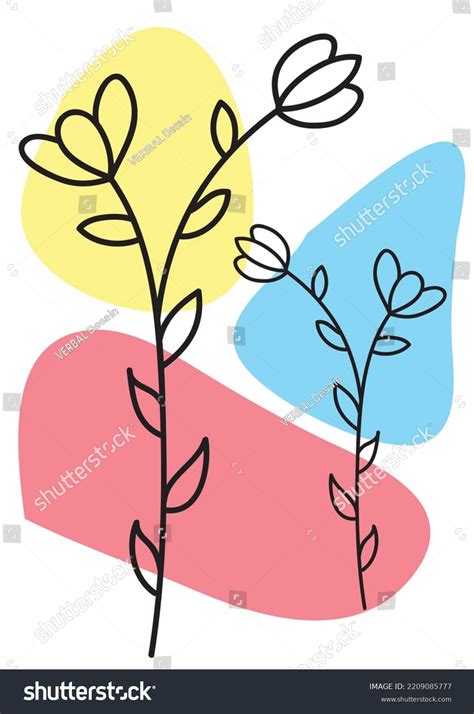 Floral Line Art Illustration Wallpaper Stock Illustration 2209085777 | Shutterstock