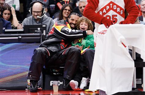 Drake & Son Adonis Sit Courtside at Toronto Raptors Basketball Game – Billboard