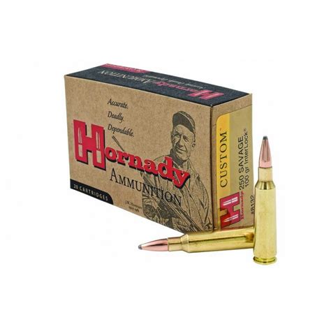 Hornady Custom .250 Savage Ammo 100gr InterLock SP 20 Rounds