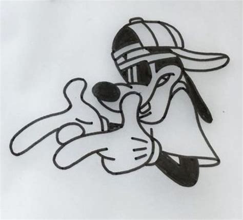 a drawing of a dog wearing a hat and holding his paw up to its mouth