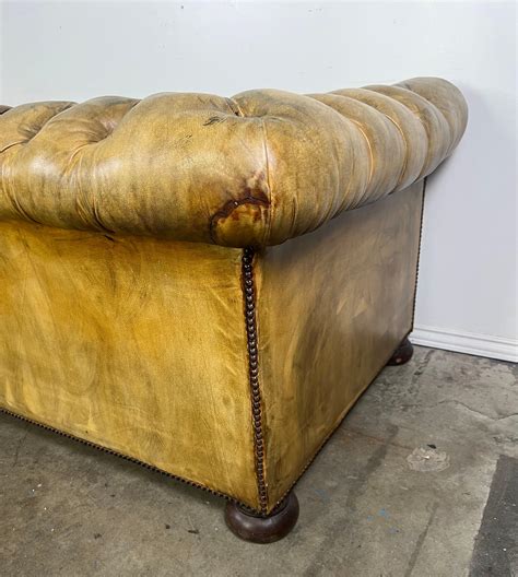 Vintage English Chesterfield Style Leather Tufted Sofa C. 1920's For ...