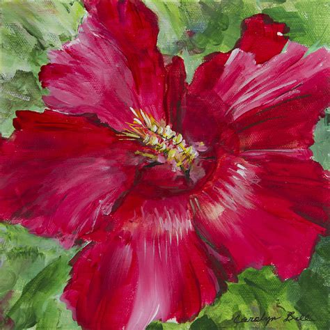 Red Hibiscus Painting by Carolyn Bell - Fine Art America