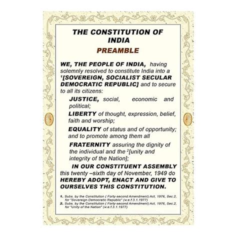 Poster N Frames The Constitution of India Preamble in English UV Textured Rolled Paper Unframed ...