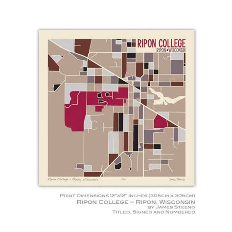 Ripon College Ripon Wisconsin Campus Art Map Print by James | Etsy