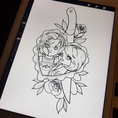 Chucky Tattoo Outline Chucky Tattoo Drawing Foxylaguna | Images and Photos finder