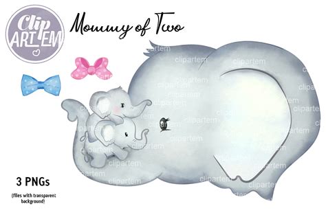 Two Babies Mommy Elephant PNG, mother with two babies twins clip art By clipArtem | TheHungryJPEG