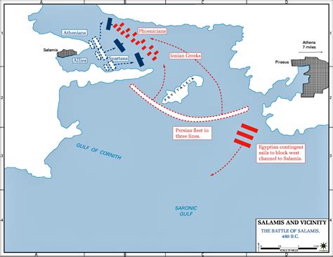 Map of the Battle of Salamis, 480 BC