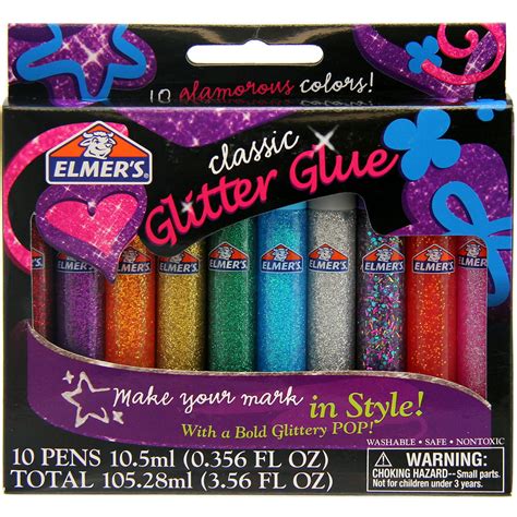 Elmer's 3D Washable Glitter Glue Pens 10/Pkg Classic Rainbow - Walmart.com - Walmart.com