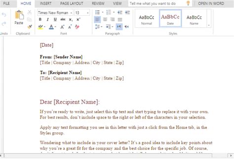 Formal Business Letter Template For Word