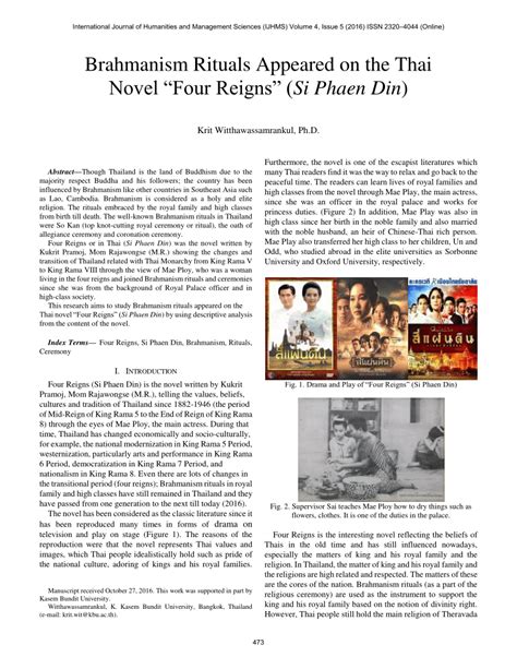 (PDF) Brahmanism rituals appeared on the Thai novel “Four Reigns” (Si Phaen Din)