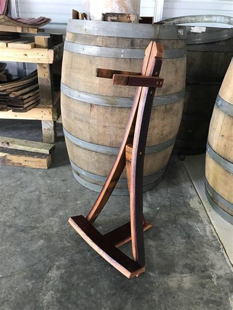 Guitar Stand made with barrel staves | Whiskey barrel furniture, Wine barrel furniture, Barrel decor