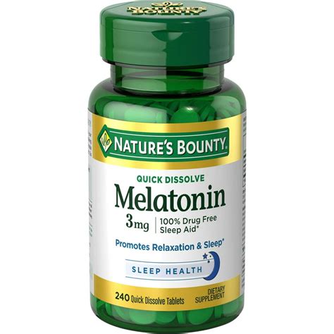 Nature's Bounty Melatonin Sleep Aid Tablets, 3 Mg, 240 Ct - Walmart.com ...