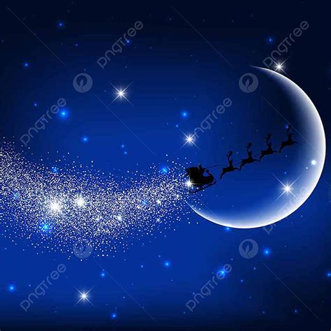 Moon Night Sky Vector PNG Images, Santa Flying Through The Night Sky ...