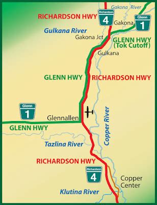 Maps of Alaska Roads By Bearfoot Guides: Map of Gakona Junction, Alaska