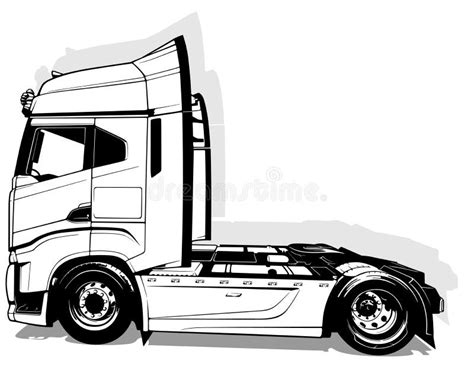 Drawing of a European Truck from the Side View Stock Vector - Illustration of vector, tractor ...