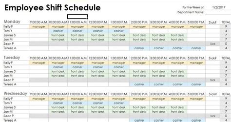 Day/Night Employee Duty Roster Template | Template124 | Shift schedule ...