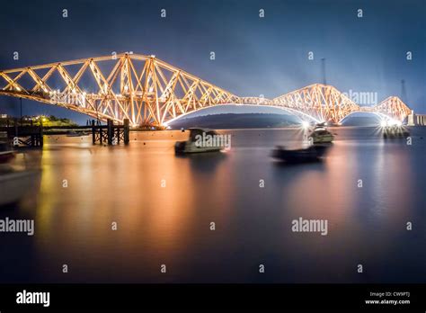 The Forth Road Bridge by night Stock Photo - Alamy