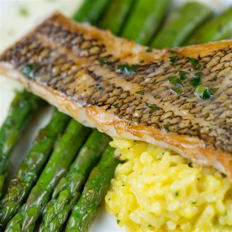 Seared Sea Bass with Fresh Herbs and Lemon recipe | Epicurious.com