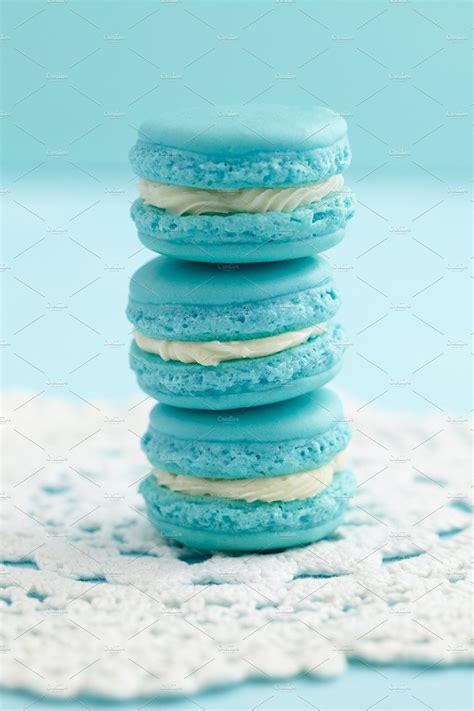 Light blue macarons featuring macarons, macaroons, and food | Blue aesthetic pastel, Blue ...