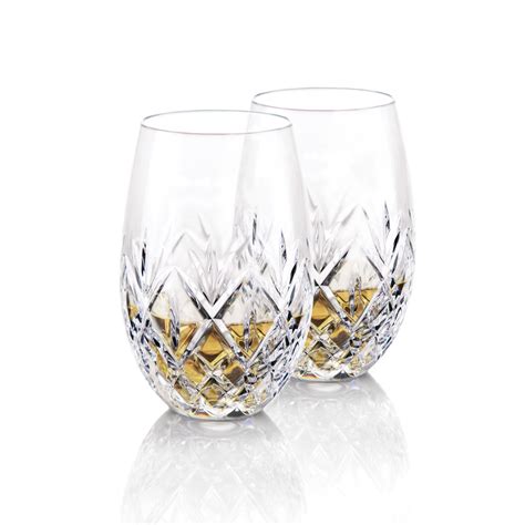 Waterford Crystal, Huntley Stemless Crystal White Wine Glasses, Pair