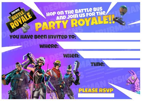 Printable Fortnite Birthday Invitations